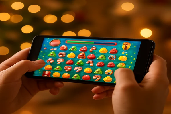 একজন ব্যবহারকারী স্মার্টফোনে সহজ ও শান্তিপূর্ণভাবে অনলাইন গেম খেলার মুহূর্ত উপভোগ করছেন