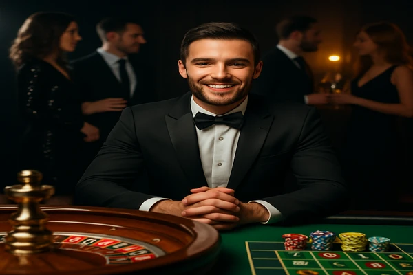 নিয়ন আলোতে সজ্জিত আধুনিক ক্যাসিনো পরিবেশে শৈল্পিক ও স্টাইলিশ উপস্থাপন